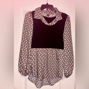 SHEIN Black and White Patterned Blouse